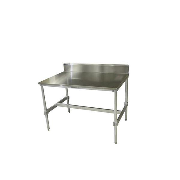 Prairie View Industries Stainless Top Aluminum I-Frame Table With Backsplash- 34 To 35.5 X 30 X 96 In. AIFT303496-STBS